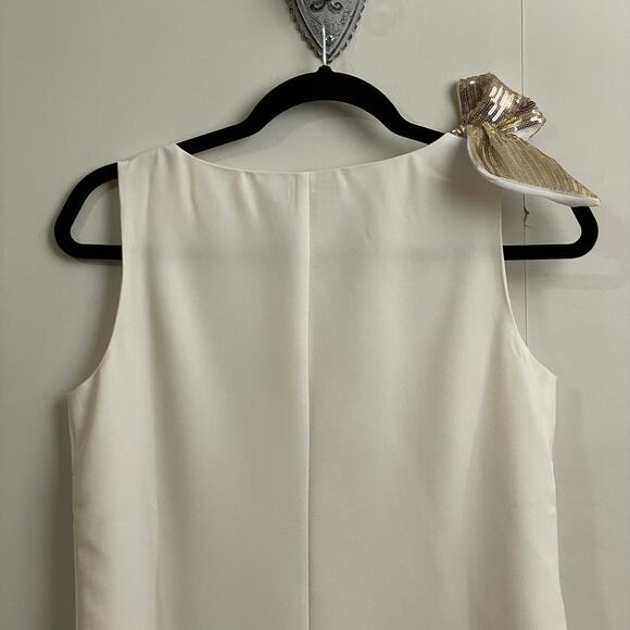 J. Crew 0 tank top white gold sequin bow festive classic contemporary Corpcore - Picture 7 of 8